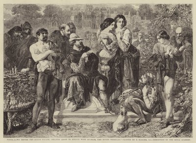 Scena, prato davanti al palazzo del Duca; Orlando sta per affrontare Carlo, il lottatore del Duca da Edmond Morin